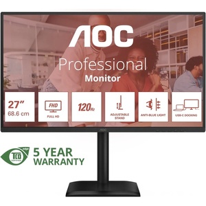 27E4CV - AOC 27E4CV - 27" FHD 16:9 4ms 120Hz IPS - HDMI, DP et USB-C (DP Alt Mode et PD 90W)