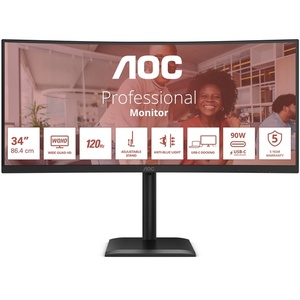 CU34E4CV - AOC CU34E4CV - 34" WQHD incurvé 1500R 21:9 4ms 120Hz VA - 2x HDMI, DP et USB-C (DP alt mode et PD 90W)