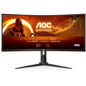 CU34G2XP/BK - AOC CU34G2XP/BK - 34" WQHD incurvé 1500R 21:9 1ms 180Hz VA - 2x HDMI et 2x DP